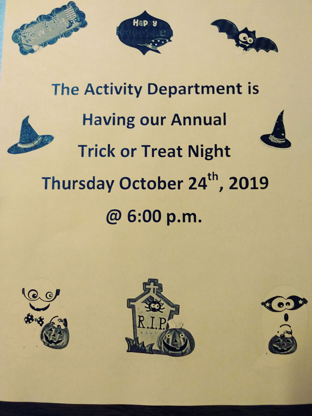 Trick or Treat Event at Batavia Nursing Home